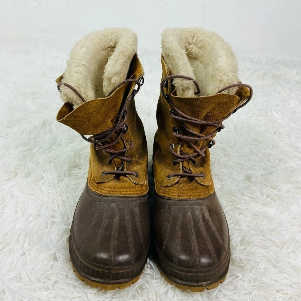 SORAL brown leather suede waterproof wool fleece lined winter men’s boots SZ 9